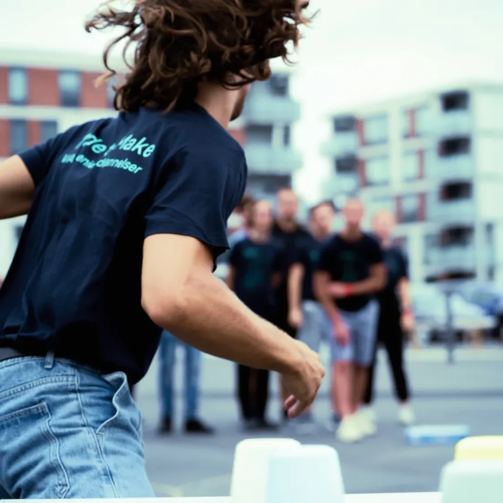 Der løbes frem og tilbage i vores sjove talstafet til et sammenrystende teambuilding event ved studiestart