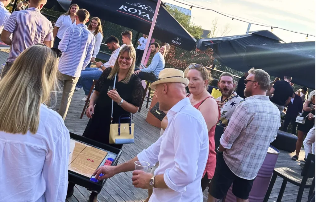 Shuffleboard tournament for summer party at Odds and Ends